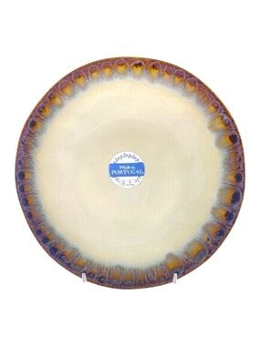 Drip Glaze Portugal Stoneware Salad Dessert Plate 9.25” Gold Tan NWT